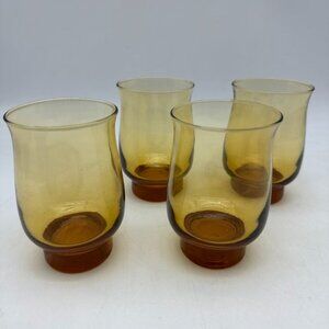 Vintage Libby amber set of 4 glasses, gold tinted